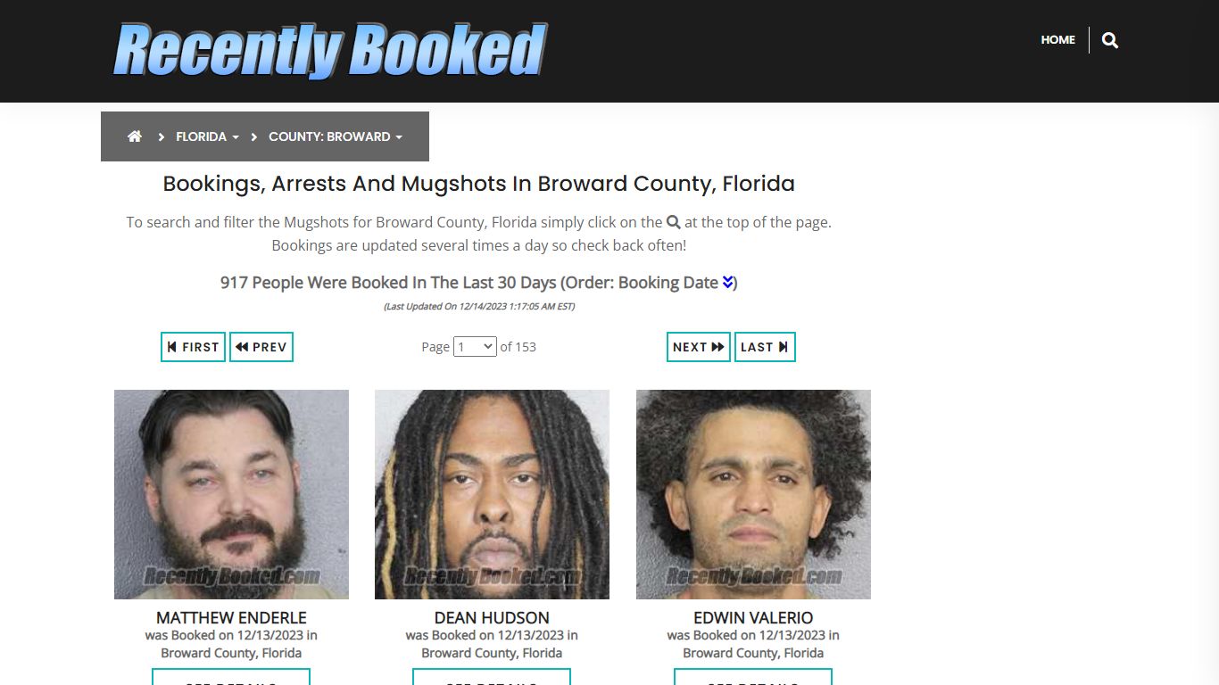 Recent bookings, Arrests, Mugshots in Broward County, Florida