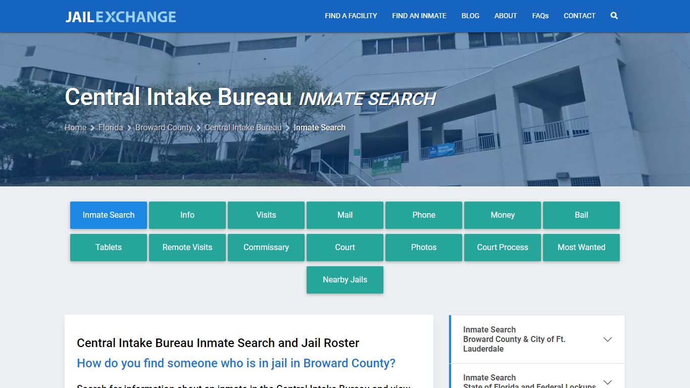 Inmate Search: Roster & Mugshots - Central Intake Bureau, FL